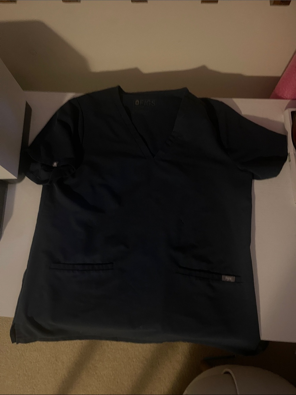 Figs V-Neck Scrub Top in Navy